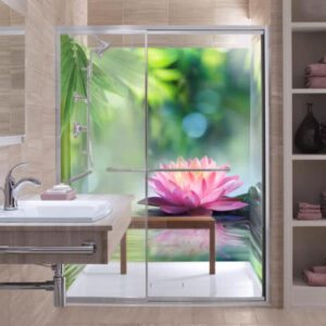 panneau mural douche lotus rose