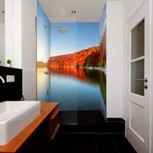 panneau mural douche lac d'automne