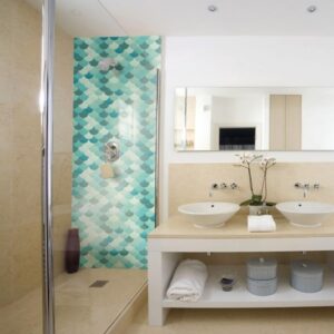 panneau mural douche écailles