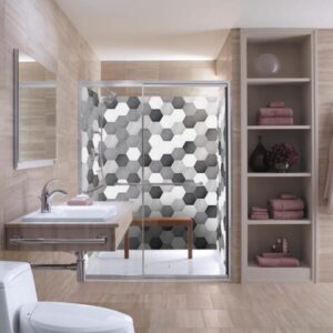 panneau mural douche hexagones