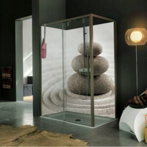 panneau mural douche sable et galets