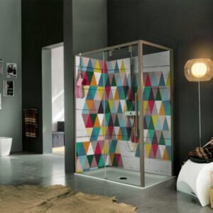 panneau mural douche triangles
