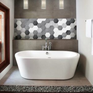 crédence baignoire hexagones