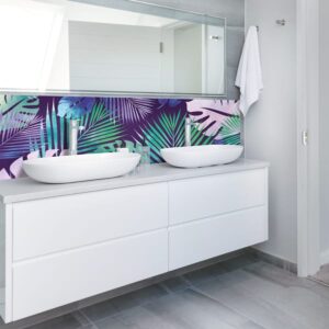 panneau mural salle de bains tropical