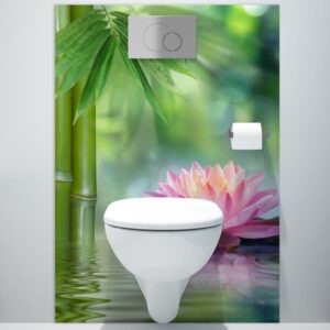 panneau mural salle de bains lotus rose