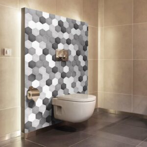 panneau mural salle de bains hexagones