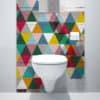 décoration mural wc, crédence sur mesure triangles colorés