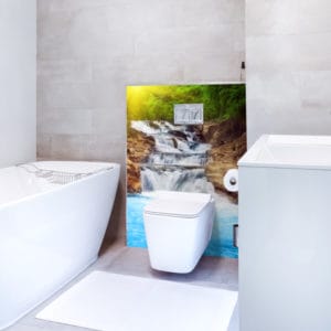 panneau mural salle de bains cascade
