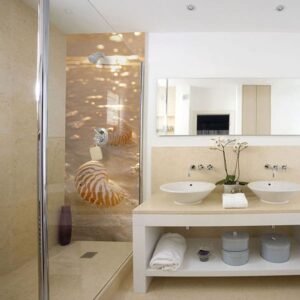 panneau mural douche coquillages