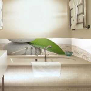 crédence baignoire galets empilés