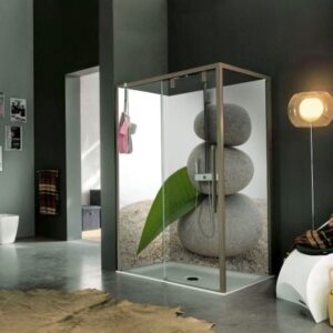 panneau mural douche galets empilés