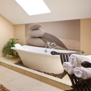 crédence baignoire galets doux