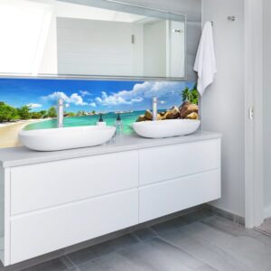 panneau mural salle de bains seychelles