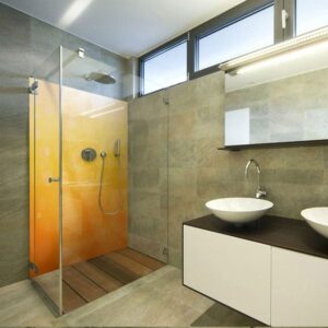 panneau mural douche effet de flou orange