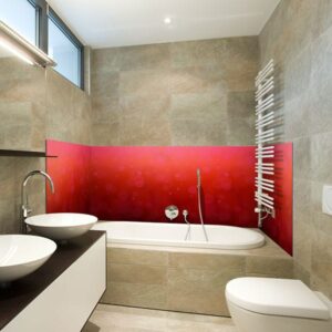 crédence baignoire effet de flou rouge