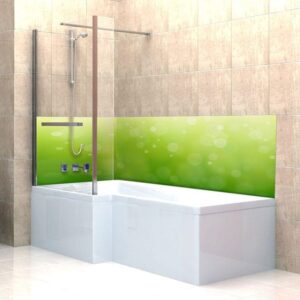 crédence baignoire effet de flou vert