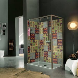 panneau mural douche carreaux pop