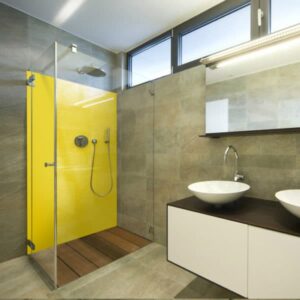 panneau mural douche jaune