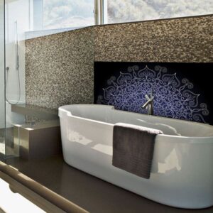 crédence baignoire mandala bleu