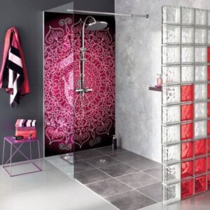 panneau mural douche mandala rose