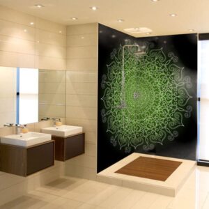 panneau mural douche mandala vert