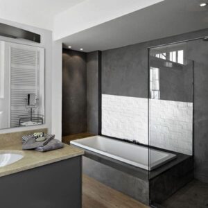 crédence baignoire mosaïque blanc