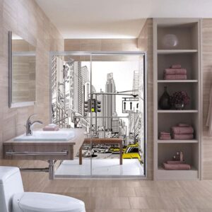 panneau mural douche ambiance urbaine blanc