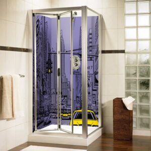 panneau mural douche ambiance urbaine bleu