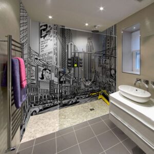 panneau mural douche ambiance urbaine gris