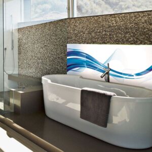 crédence baignoire onde bleue