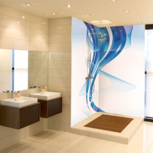 panneau mural douche onde bleue