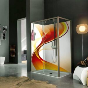 panneau mural douche onde orange