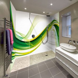panneau mural douche onde verte