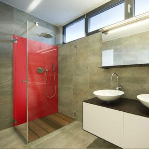 panneau mural douche rouge