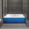 rénovation baignoire, revêtement blur bleu