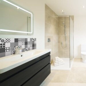panneau mural salle de bains geometric tiles