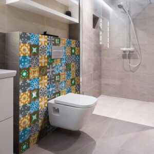 panneau mural salle de bains carreaux graphique