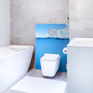 panneau mural salle de bains grand bleu