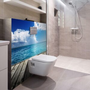 panneau mural salle de bains horizon bleu