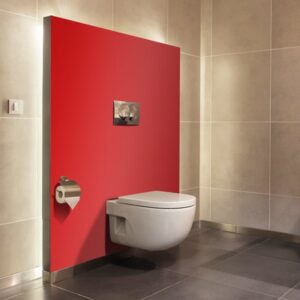 panneau mural salle de bains rouge