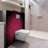 Habillage mural wc suspendu, ambiance urban chic, mandala rose