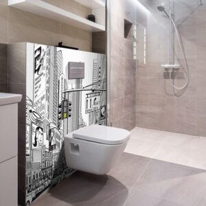 panneau mural salle de bains ambiance urbaine blanc