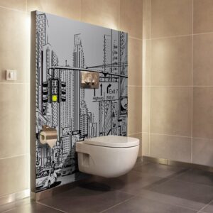 panneau mural salle de bains ambiance urbaine gris