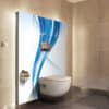 Décoration murale salle de bains, design onde bleue