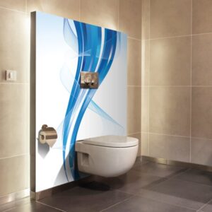 panneau mural salle de bains onde bleue