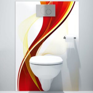 panneau mural salle de bains onde orange