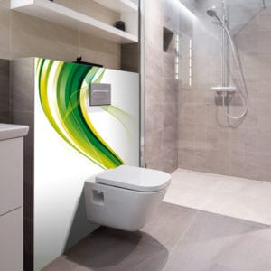 panneau mural salle de bains onde verte