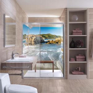 panneau mural douche paysage minéral