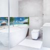 panneau décoratif, habillage mur salle de bains, panodeco, ambiance voyage, photo blue lagon