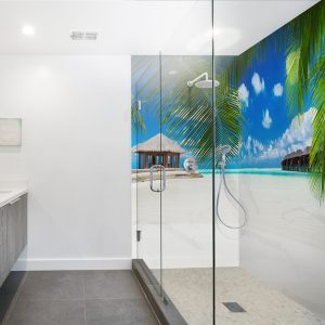 panneau mural douche blue lagon